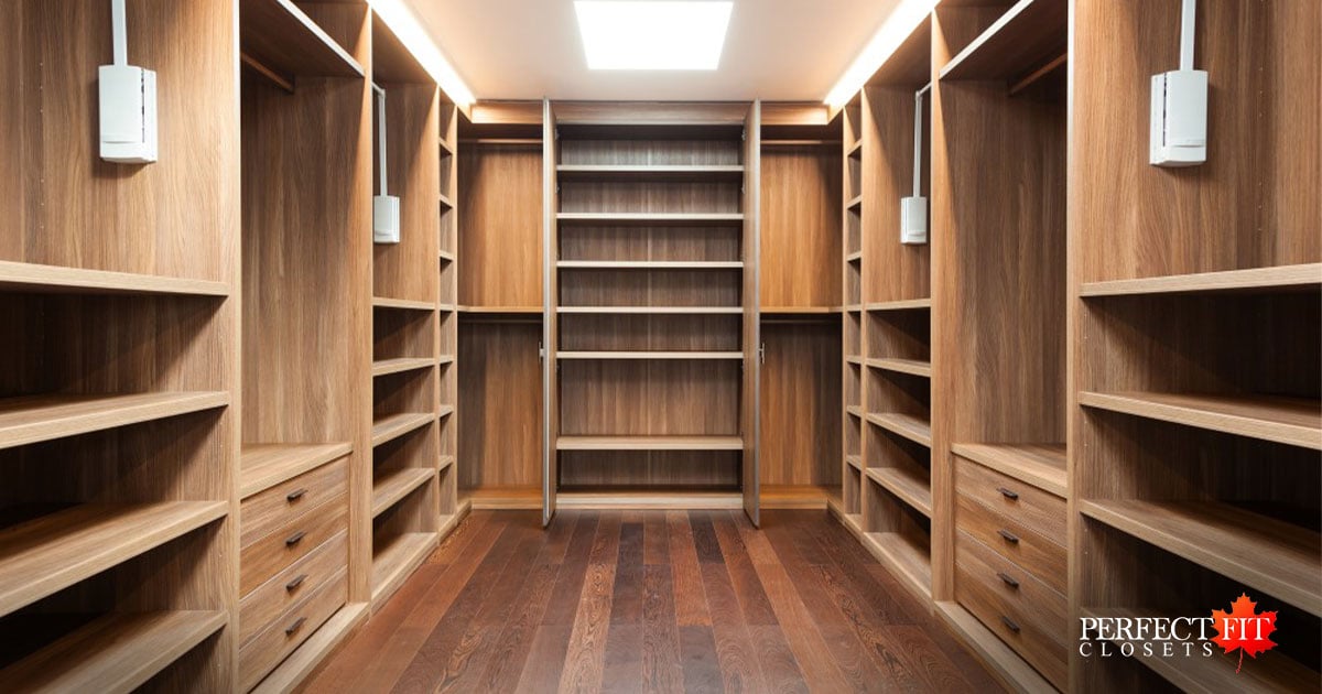Light wooden closet designed by Perfect Fit Closets using the Closets functionality in Design Flex