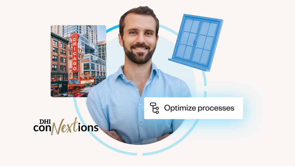 DHI conNextions event graphic with a smiling man