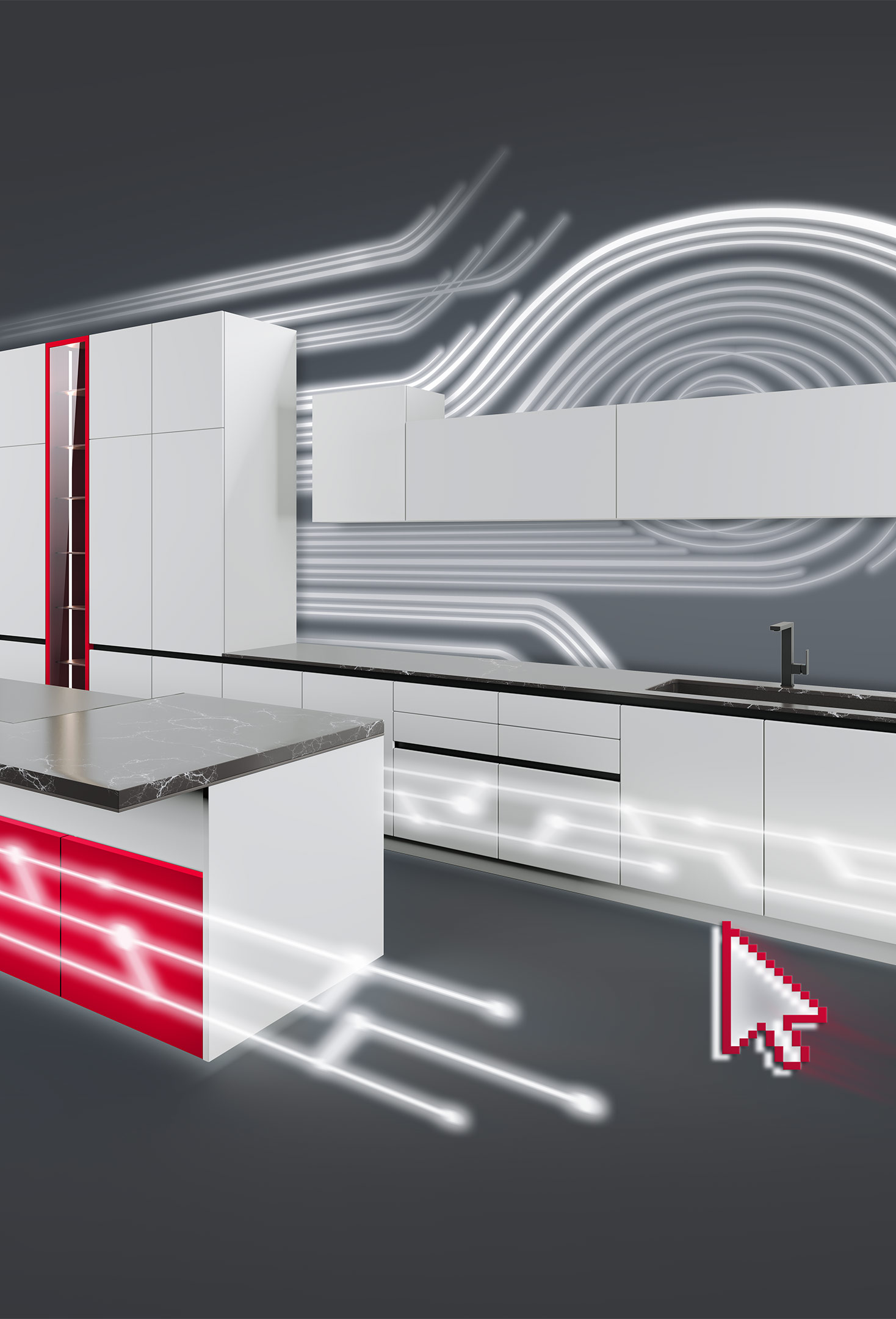 Modern white kitchen rendering