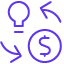 A light bulb beside a dollar sign icon