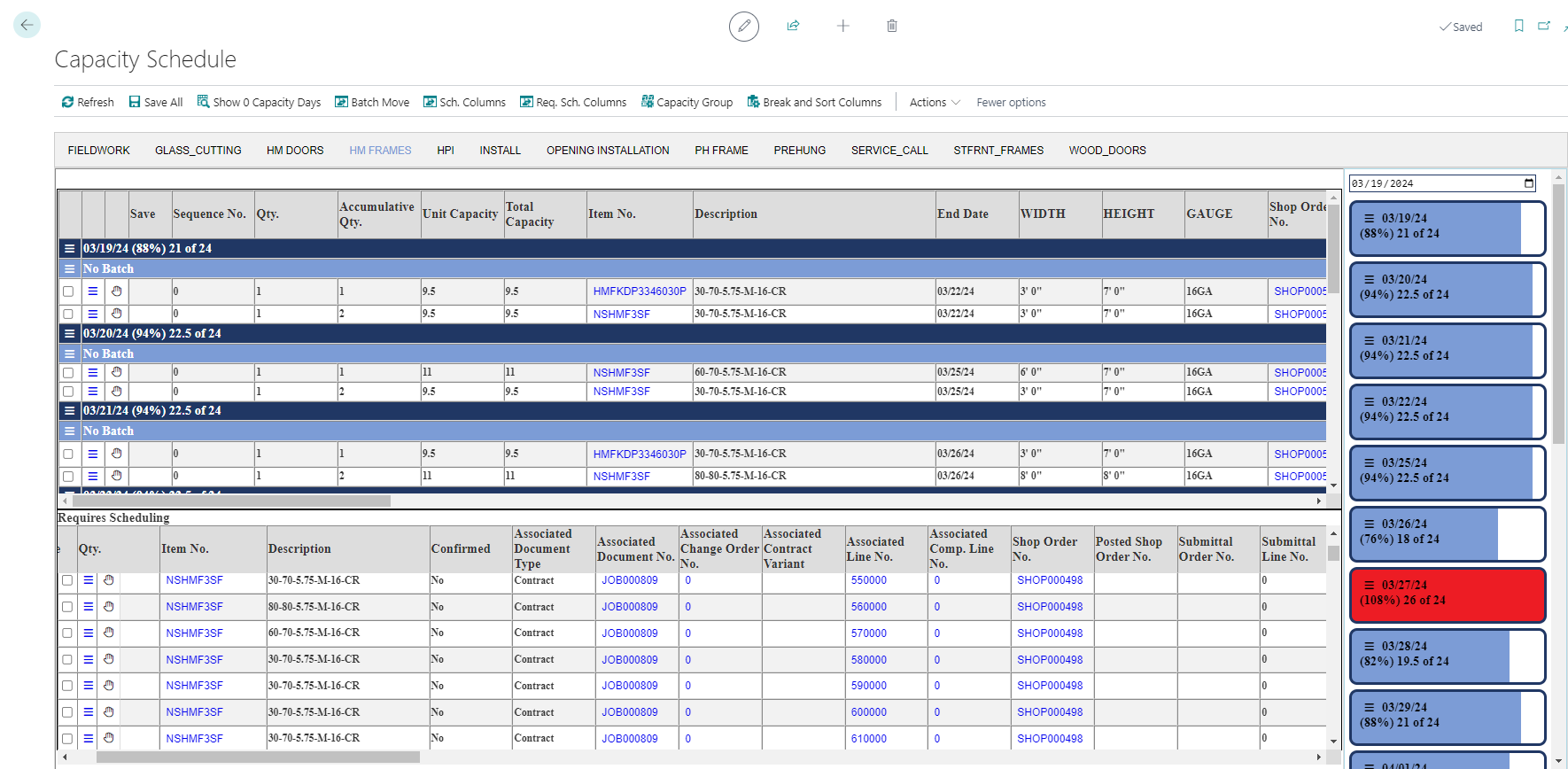 V6 Advantage Capacity Schedule