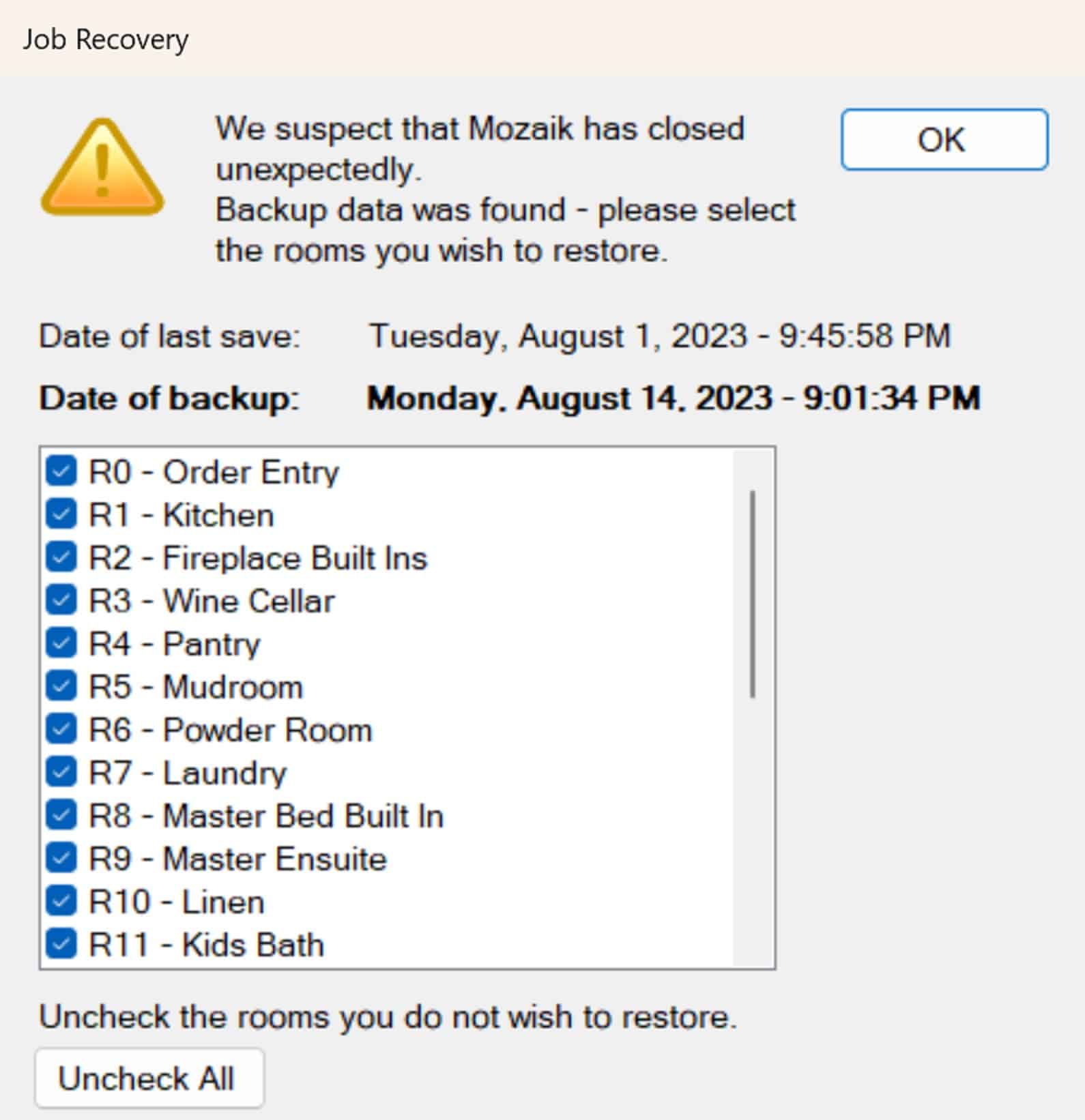 Mozaik Job Recovery screenshot